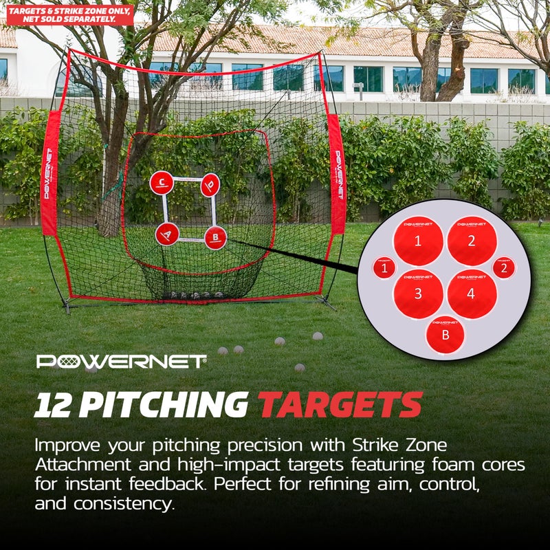 PowerNet Pitch Perfect Targets & Strike Zone Attachment for 7x7 Net, Attachments for Softball & Baseball Pitching Net Trainer to Increase Accuracy, 3 Size Pitching Target Set and Strike Zone - Image 4